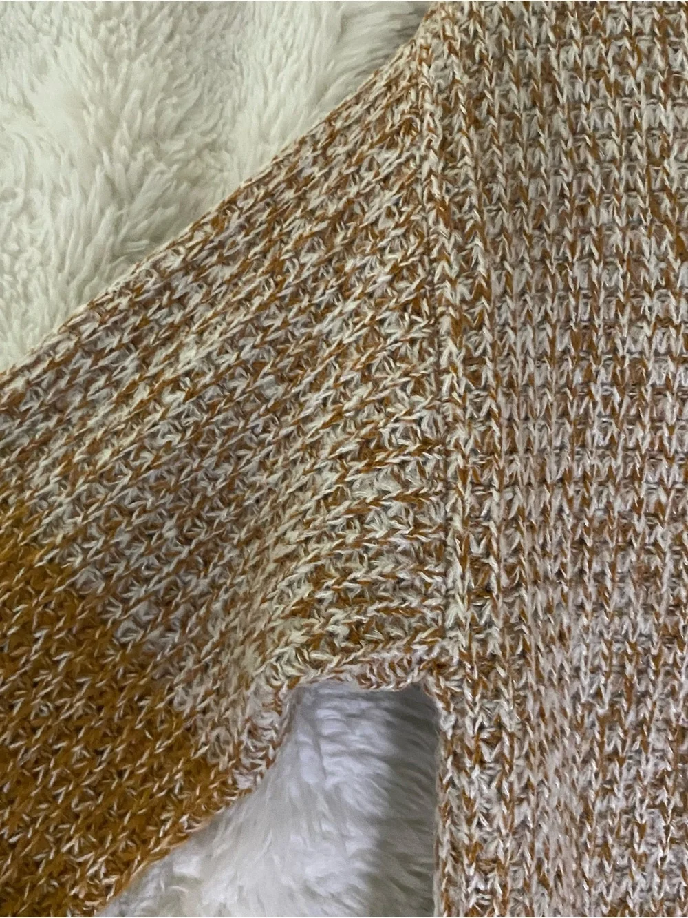 Ingrid & Isabel Two-Tone Cowl Neck Sweater Tunic in Beige and Mustard - Picture 5 of 6